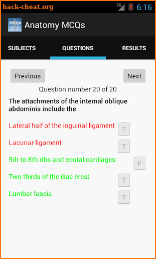 Anatomy MCQs screenshot