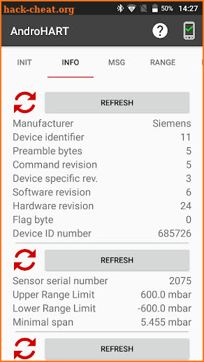 AndroHART -- USB HART communicator screenshot