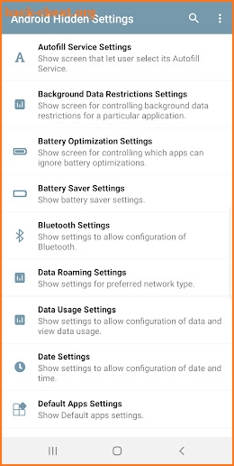 Android Hidden Settings screenshot