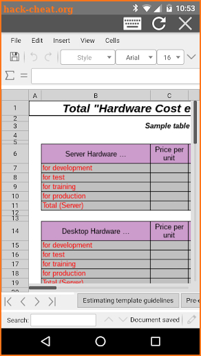 AndroXLS editor for XLS sheets screenshot