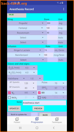 Anesthesia Record screenshot