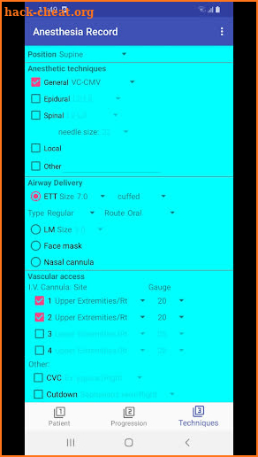 Anesthesia Record screenshot