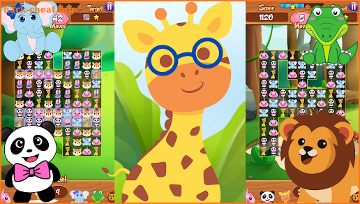 Animal cartoon kids Match3 pop screenshot