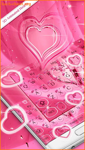 Animated Cute Pink Hearts Keyboard screenshot