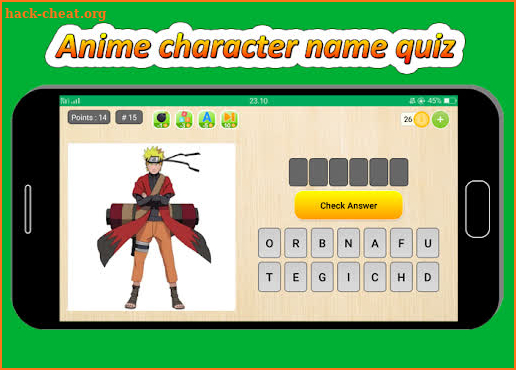 Anime character name quiz screenshot