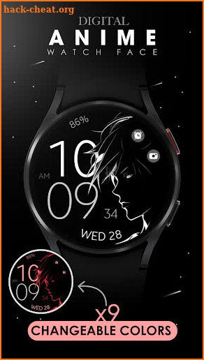 Anime digital manga watch face screenshot