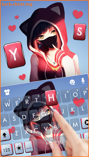 Anime Girl Mask Keyboard Background screenshot