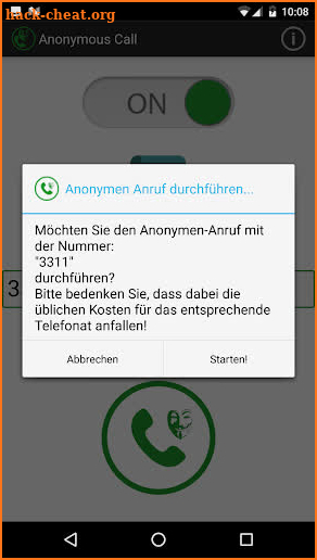 Anonym anrufen screenshot