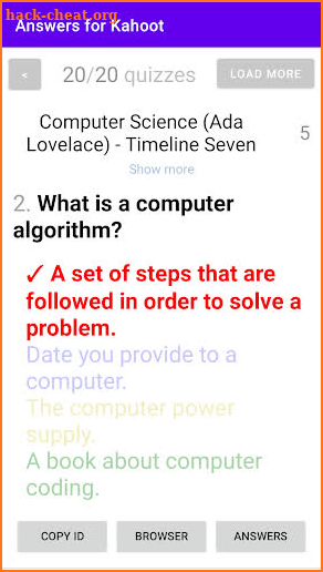 Answers for Kahoot screenshot