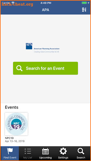 APA National Events screenshot