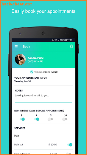Appointment Booking App for Independent Stylists screenshot