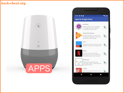 Apps for Google Home screenshot