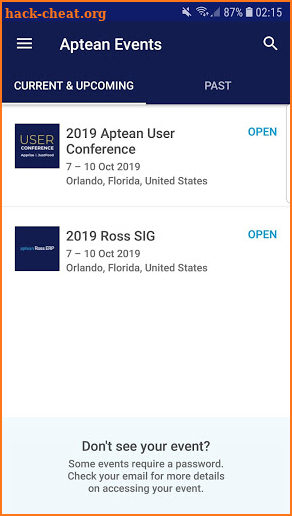 Aptean Events screenshot