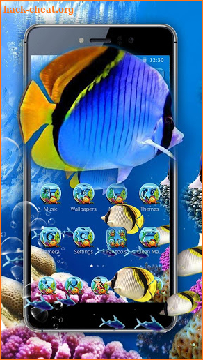 Aquarium Gold Blue Fish Theme screenshot