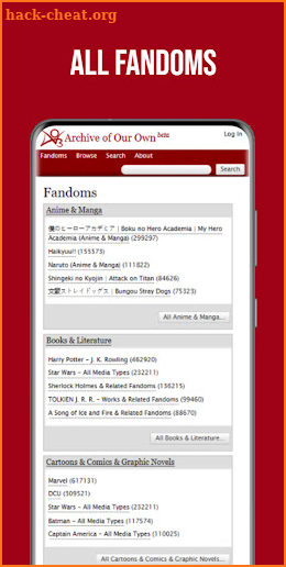 Archive Reader AO3 screenshot