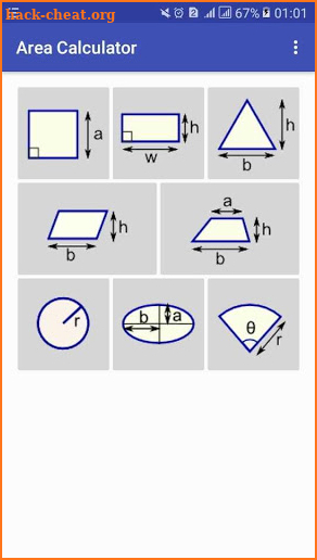 Area Calculator surface area formula screenshot