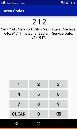 Area Codes screenshot