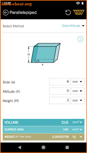 Area Volume Calculator screenshot