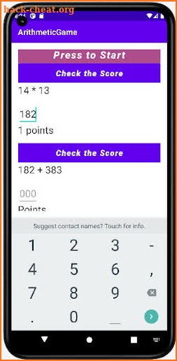 Arithmetic Game screenshot