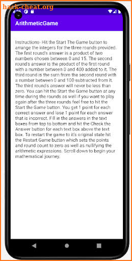 Arithmetic Game screenshot