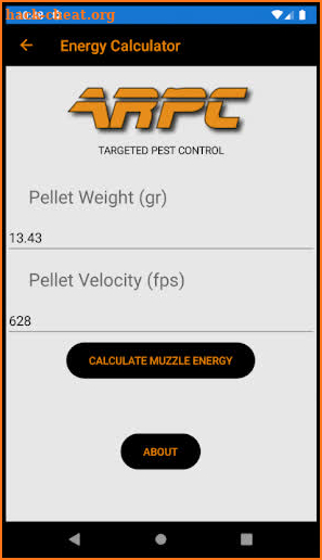 ARPC Muzzle Energy Calculator screenshot