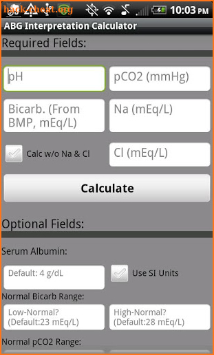 Arterial Blood Gas Interpreter screenshot