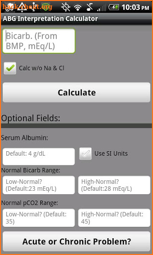 Arterial Blood Gas Interpreter screenshot