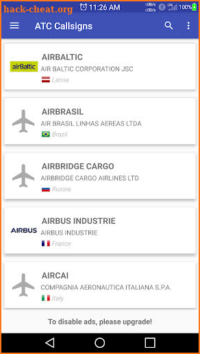 ATC Callsigns screenshot