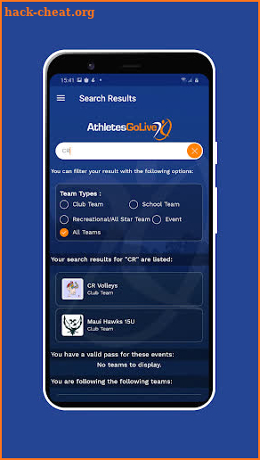 AthletesGoLive Volleyball screenshot