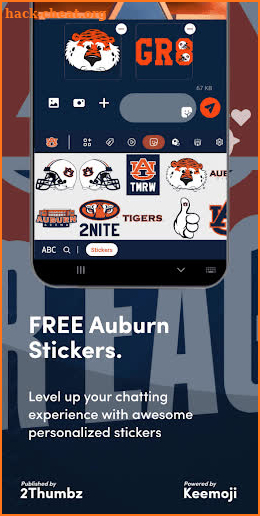 AUBURN TIGERS Social Hub, FREE Stickers Keyboard screenshot