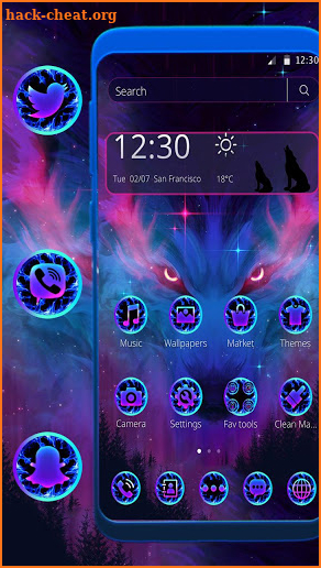 Aurora Space Wolf Eyes Theme screenshot