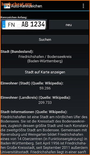 Auto-Kennzeichen screenshot