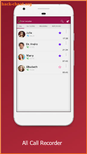 Automatic call recorder screenshot