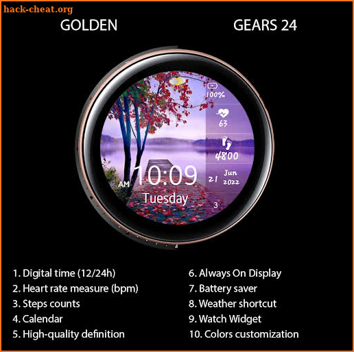 Autumn Lake Digital Watch face screenshot