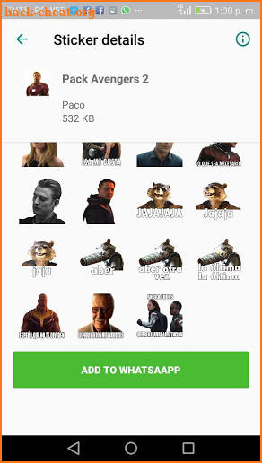 AvengerStickers WAStickerApps Momazos Memes screenshot