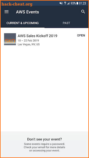 AWS Americas Events screenshot