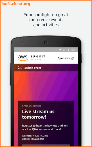 AWS Events screenshot