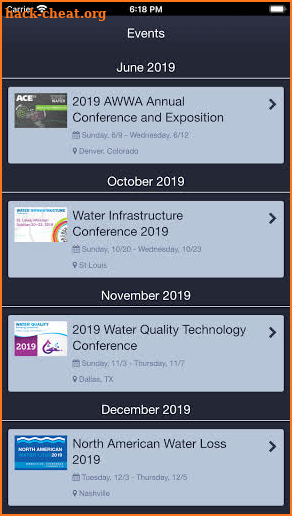 AWWA Events screenshot