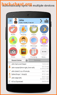 Baby Connect (activity log) screenshot