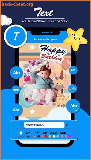 Baby story Template and editor screenshot