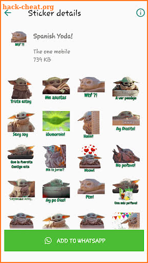 Baby Yoda stickers for Whatsapp screenshot