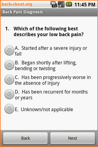 Back Pain Self Diagnosis App screenshot