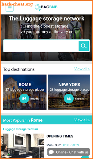 BAGBNB -  LUGGAGE STORAGE NETWORK screenshot