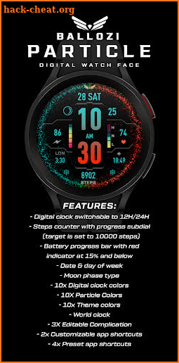 BALLOZI Particle Watch Face screenshot