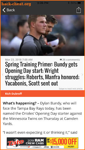 BaltimoreBaseball.com screenshot