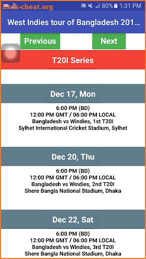 Bangladesh Vs West Indies 2018 Schedule screenshot