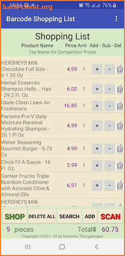 Barcode Shopping List Pro screenshot