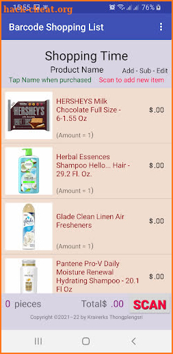 Barcode Shopping List Pro screenshot