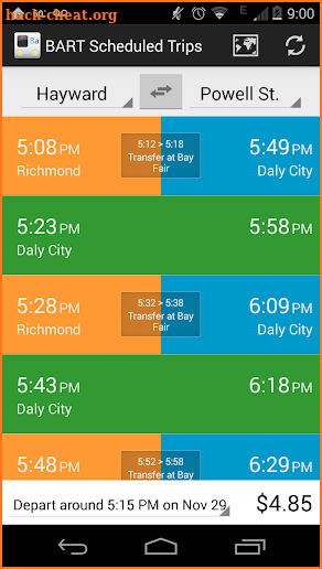 BART App screenshot