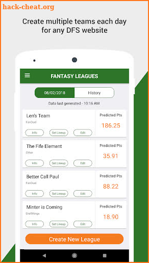 Baseball DFS Predictor screenshot